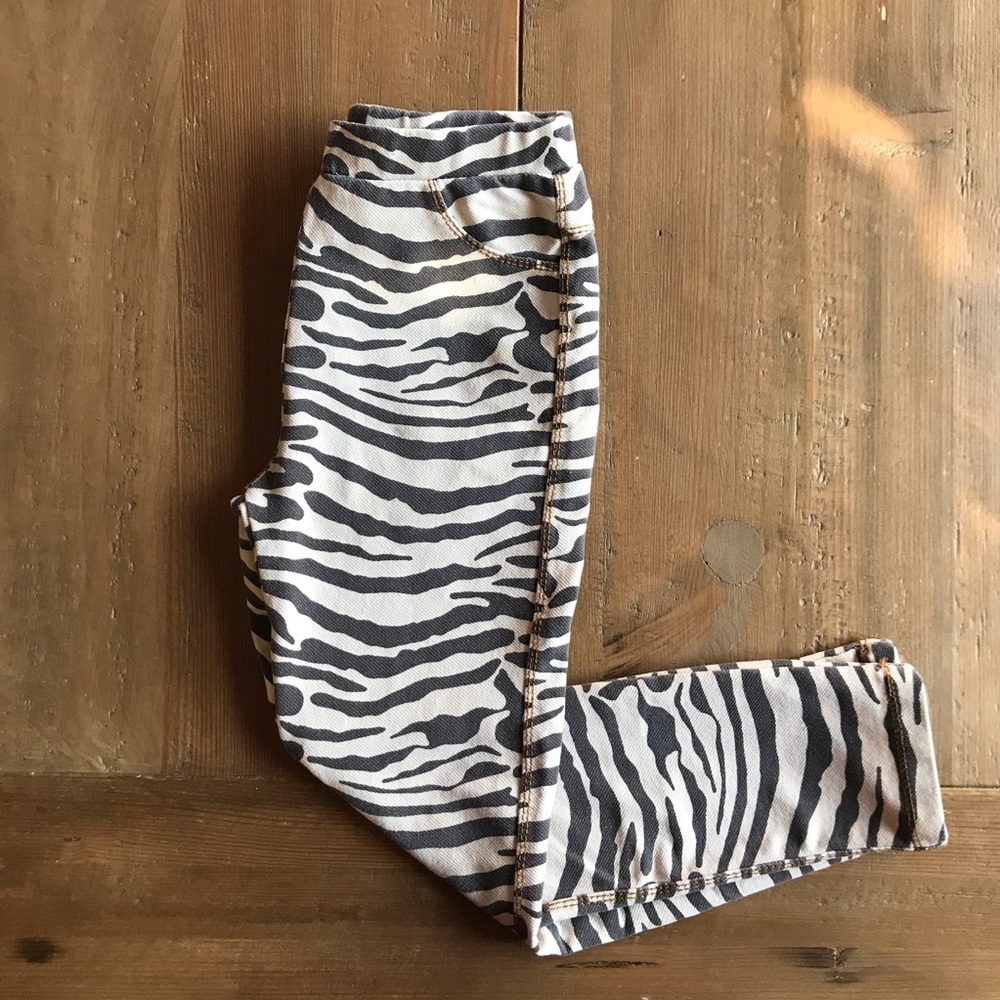 Zara girls zebra jean leggings size 9